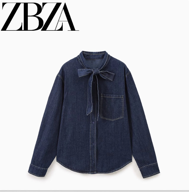 Lucie | Bow-Decorated Denim Shirt