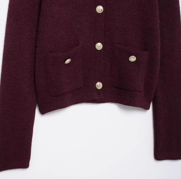 Amélie | Gold-Button Knitted Jacket