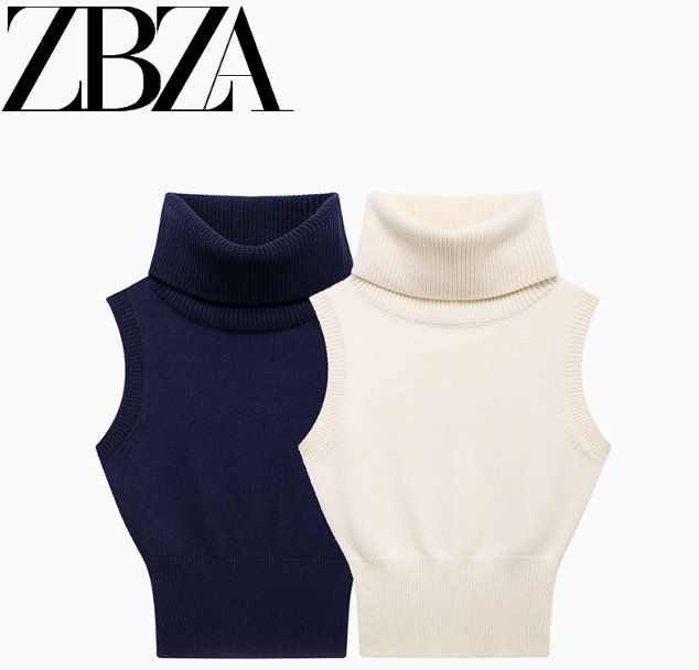 Clara | Stand Collar Knitted Short Vest