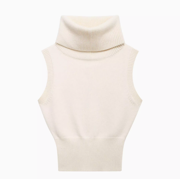 Clara | Stand Collar Knitted Short Vest