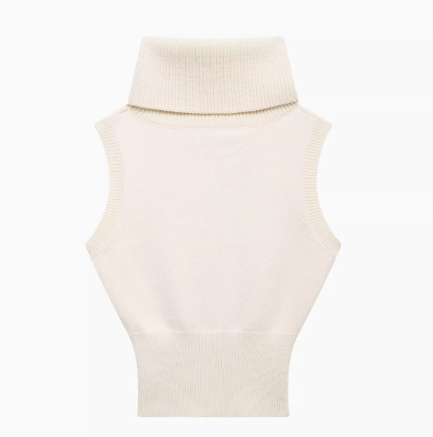 Clara | Stand Collar Knitted Short Vest