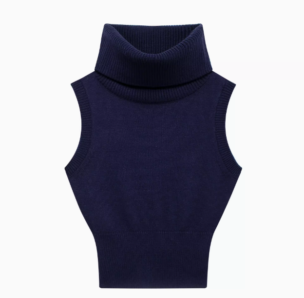 Clara | Stand Collar Knitted Short Vest