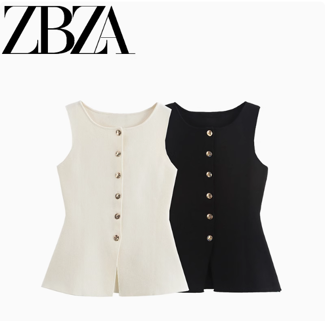 Sabrina | Gold-Breasted Button Vest