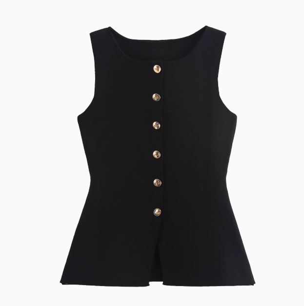 Sabrina | Gold-Breasted Button Vest