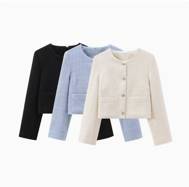 Chanelle | Woolen Round Neck Jacket