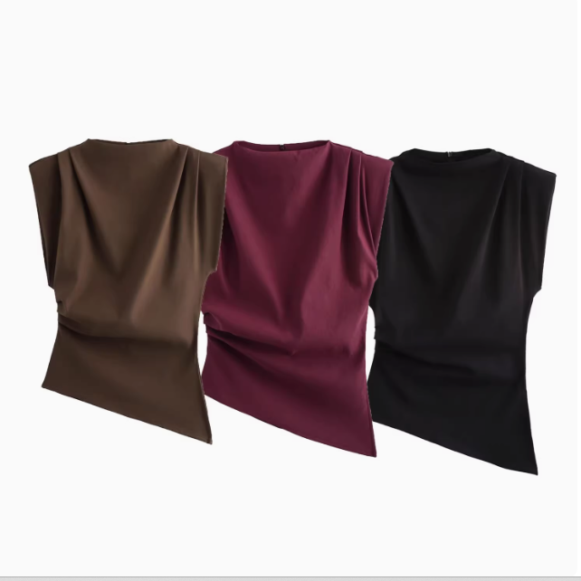 Époque | Pleated Shoulder Pad Top