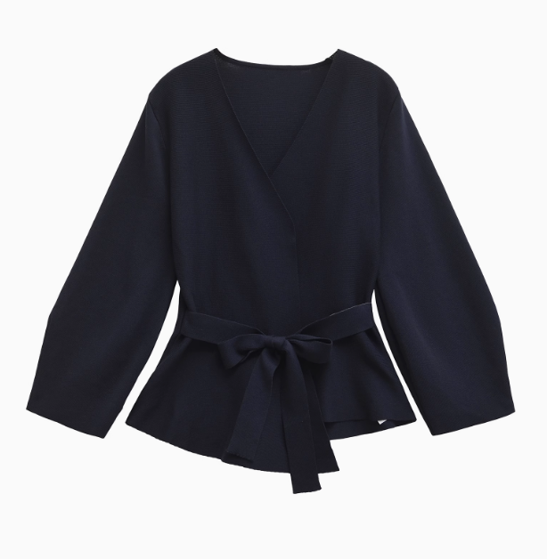 Sculpté | Belted Knit Jacket with Padded Shoulders