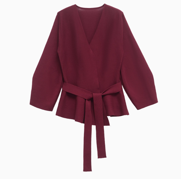 Sculpté | Belted Knit Jacket with Padded Shoulders