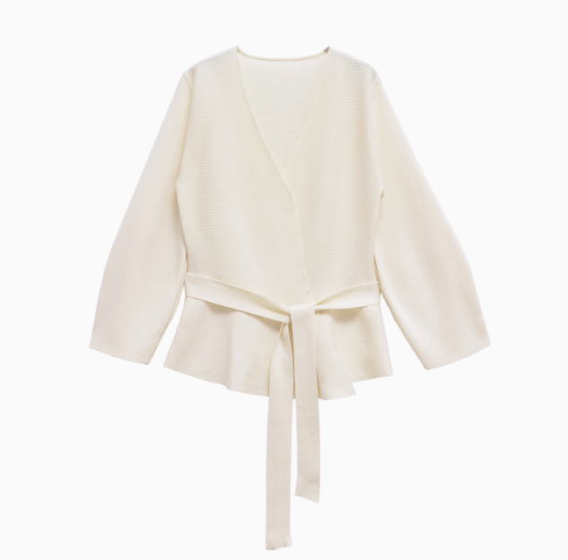 Sculpté | Belted Knit Jacket with Padded Shoulders