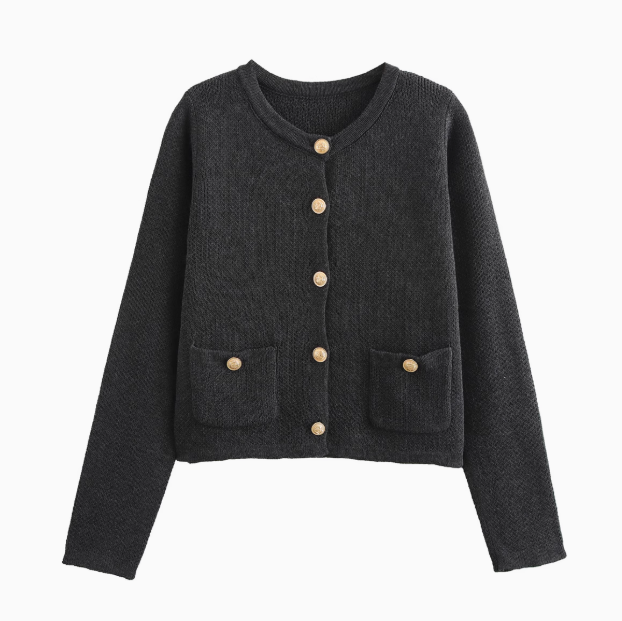 Isabelle | Gold-Buttoned Knitted Jacket