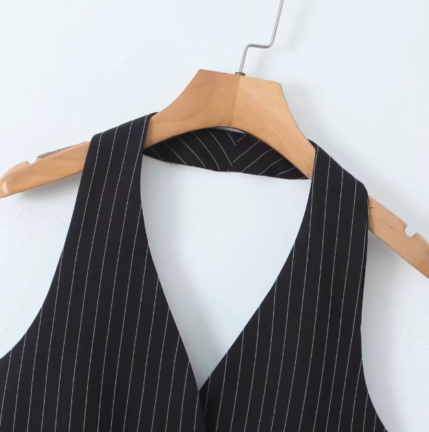 Clara | Vertical Striped Suit Vest