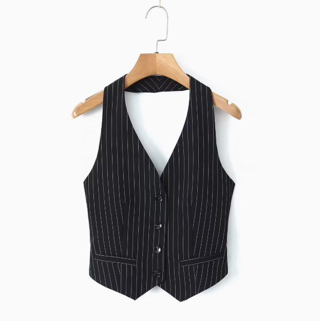 Clara | Vertical Striped Suit Vest