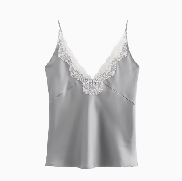 Victoire | Lace-Trimmed Satin Top