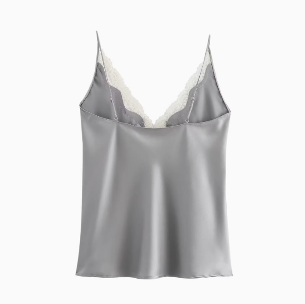 Victoire | Lace-Trimmed Satin Top