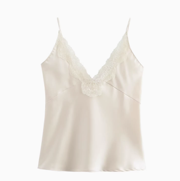 Victoire | Lace-Trimmed Satin Top