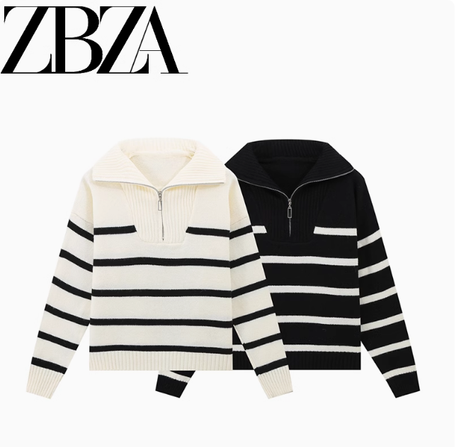 Léonie | Zipper Striped Sweater