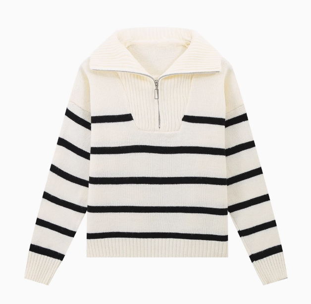 Léonie | Zipper Striped Sweater