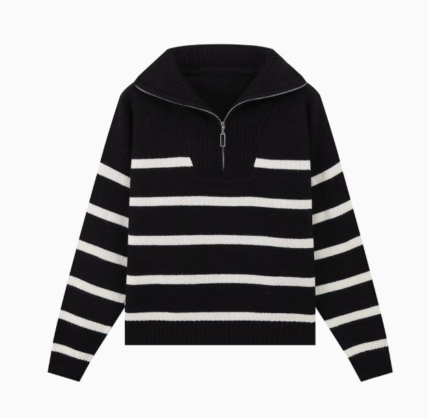 Léonie | Zipper Striped Sweater