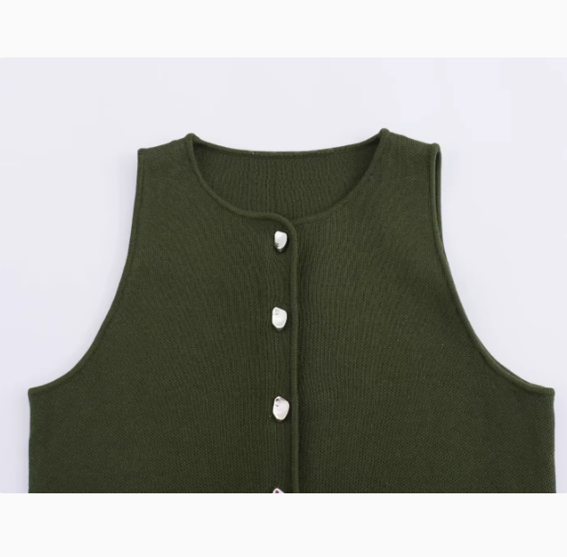 Sophie | Four-Button Solid Color Vest