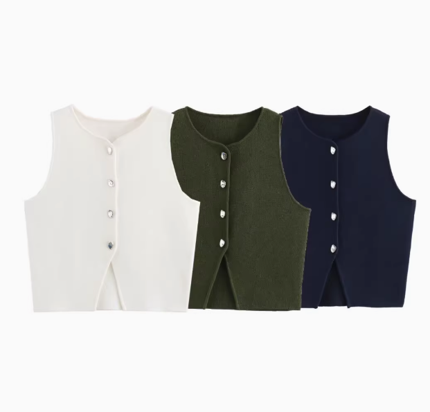 Sophie | Four-Button Solid Color Vest