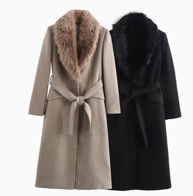 Céline | Fur Collar Wool Coat