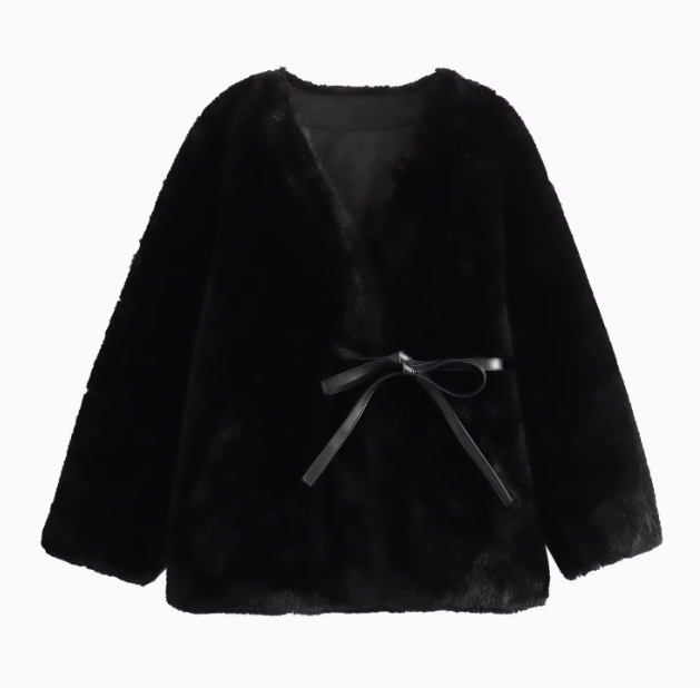 Sophie | Imitation Mink Fur Drawstring Coat