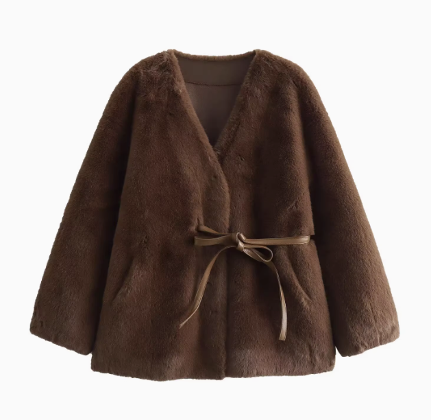 Sophie | Imitation Mink Fur Drawstring Coat