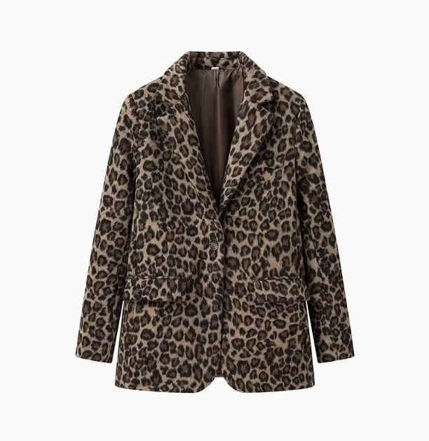 Léonie | Single-Breasted Leopard Print Suit