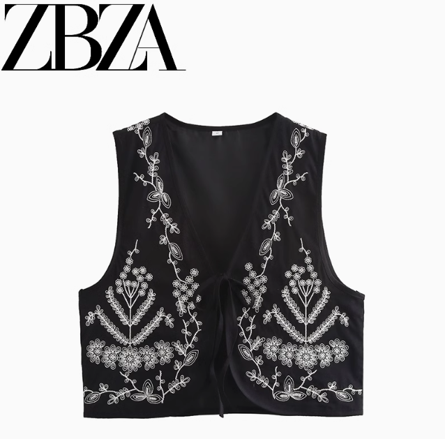 Éloise | Embroidered Sleeveless Retro Vest