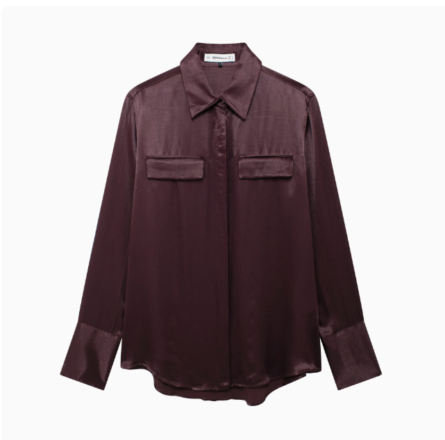 Lucienne | Satin Pocket Shirt